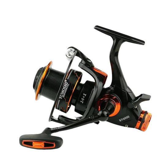 YUMOSHI KV4000 Dual Brake Long Cast Fishing Reel with Metal Spool 5.2:1 Gear Ratio by YUMOSHI