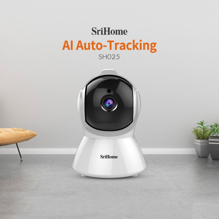 SriHome SH025 2.0 Million Pixels 1080P HD AI Auto-tracking IP Camera, Support Two Way Audio / Motion Tracking / Humanoid Detection / Night Vision / TF Card, US Plug by SriHome