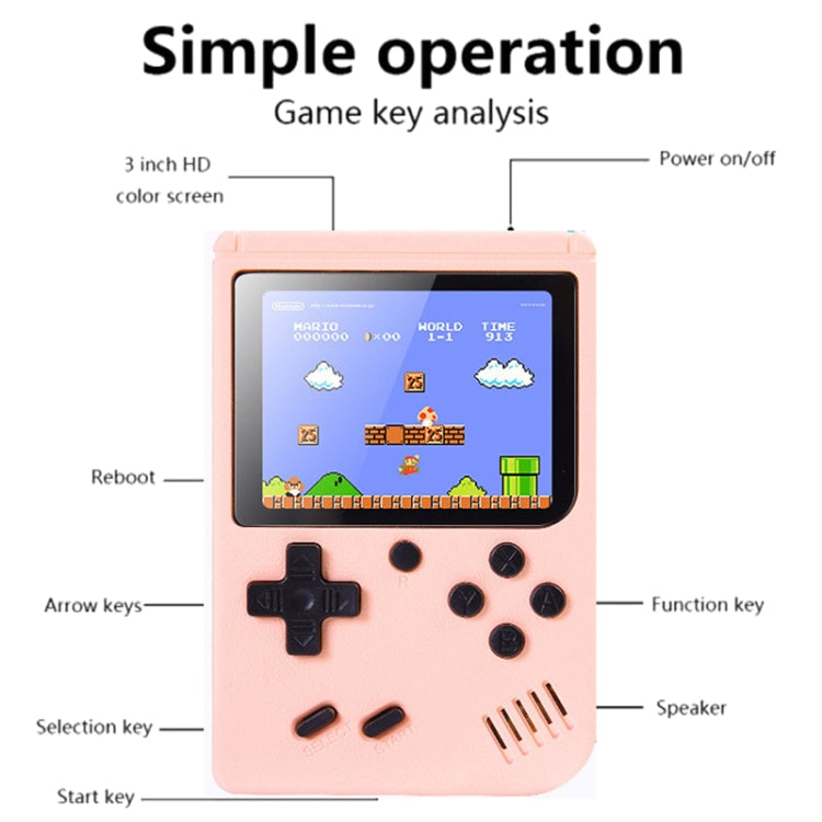 MK800 3.0 inch Macaron Mini Retro Classic Handheld Game Console for Kids Built-in 800 Games, Support AV Output (Pink) by bashfashion