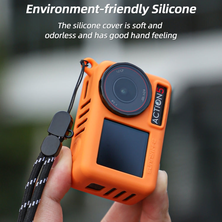 For DJI Osmo Action 5 Pro Sunnylife Silicone Protective Case Scratch-proof Camera Cover with Lanyard (Orange) by Sunnylife