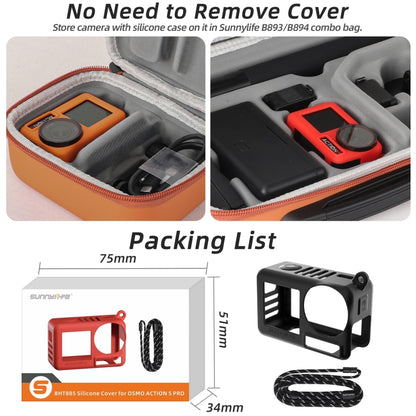 For DJI Osmo Action 5 Pro Sunnylife Silicone Protective Case Scratch-proof Camera Cover with Lanyard (Orange) by Sunnylife