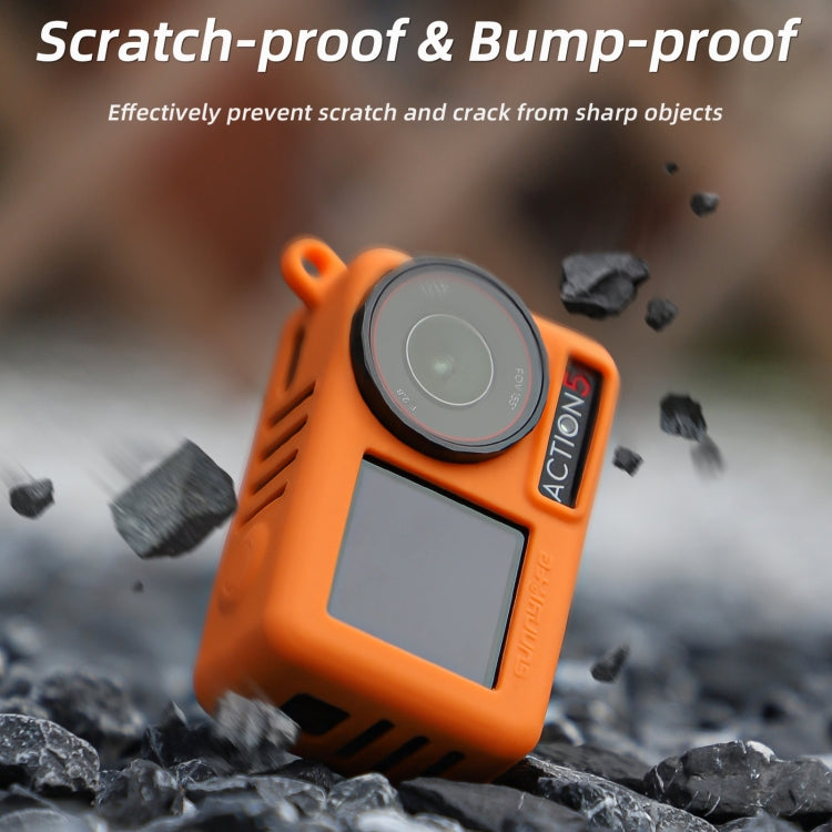 For DJI Osmo Action 5 Pro Sunnylife Silicone Protective Case Scratch-proof Camera Cover with Lanyard (Orange) by Sunnylife