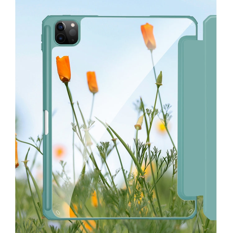 For iPad Pro 12.9 2022 / 2021 / 2020 Mutural Pinyue Series PC + TPU Horizontal Flip Leather Tablet Case with Holder & Pen Slot & Sleep / Wake-up Function(Dark Green) by Mutural