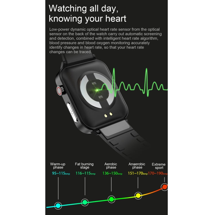 E86 1.7 inch TFT Color Screen IP68 Waterproof Smart Watch, Support Blood Oxygen Monitoring / Body Temperature Monitoring / AI Medical Diagnosis, Style: Leather Strap(Brown) by bashfashion