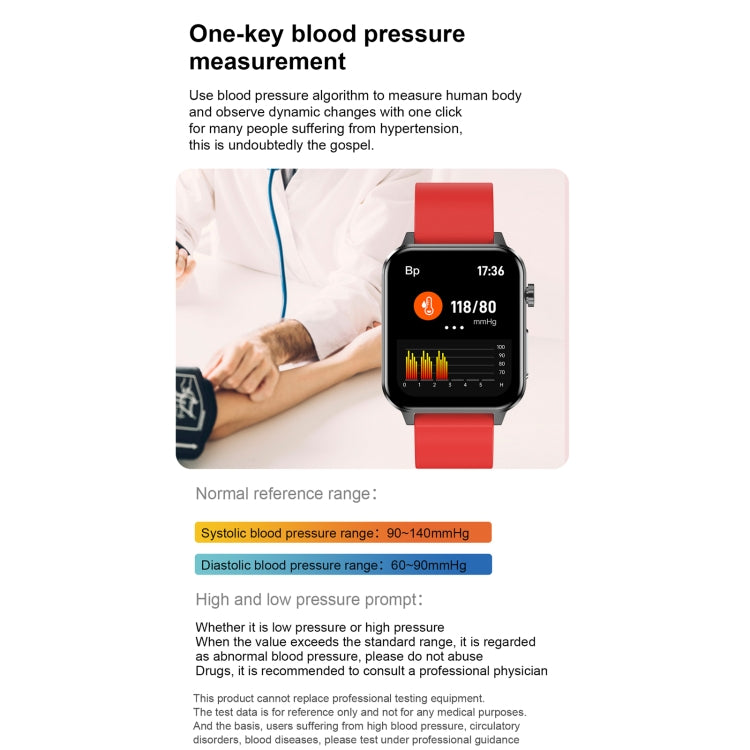 E86 1.7 inch TFT Color Screen IP68 Waterproof Smart Watch, Support Blood Oxygen Monitoring / Body Temperature Monitoring / AI Medical Diagnosis, Style: Leather Strap(Brown) by bashfashion