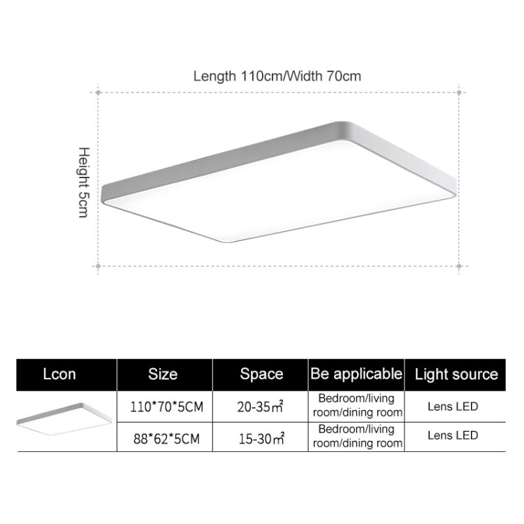 Macaron LED Rectangle Ceiling Lamp, Stepless Dimming, Size:110x70cm(Blue) by bashfashion