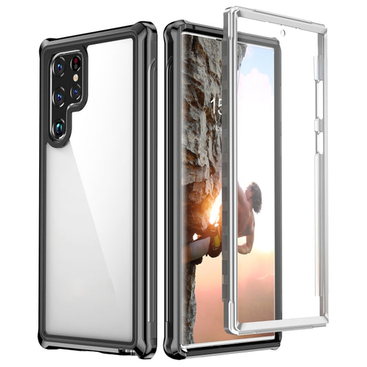 For Samsung Galaxy S22 Ultra 5G RedPepper Transparent Dot Shockproof Waterproof PC + TPU Phone Case(Black) by RedPepper