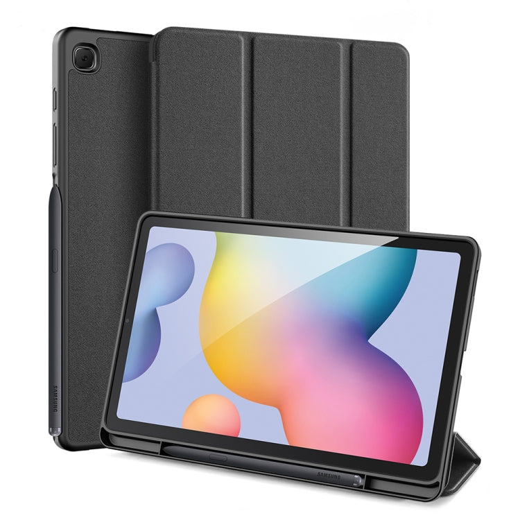 For Galaxy Tab S6 Lite 10.4 inch / S6 Lite 2024 DUX DUCIS Domo Series Horizontal Flip Magnetic PU Leather Case with Three-folding Holder & Pen Slot & Sleep / Wake-up Function(Black) by DUX DUCIS