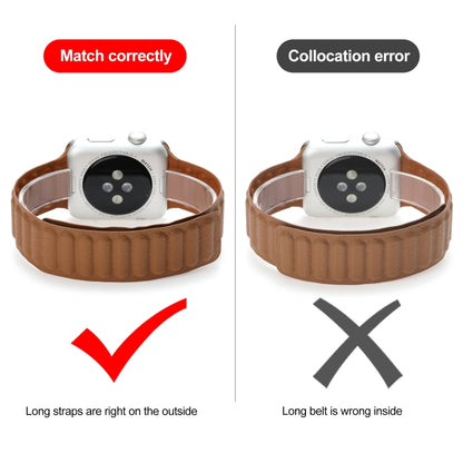Magnetic Two-color Loop Slim Leather Watch Band For Apple Watch Series 9&8&7 41mm / SE 3&SE 2&6&SE&5&4 40mm / 3&2&1 38mm(Khaki) by bashfashion