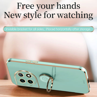 For OnePlus 11 XINLI Straight Edge 6D Electroplate TPU Phone Case with Ring Holder(White) by XINLI