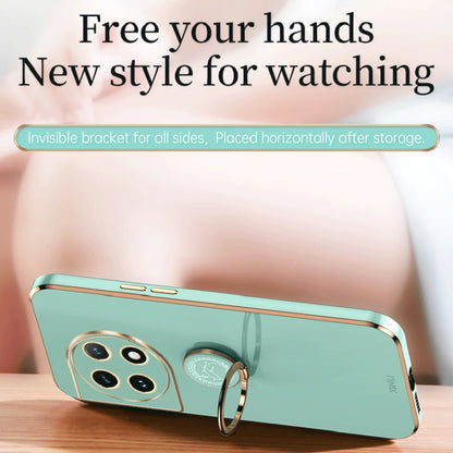 For OnePlus Ace 2 XINLI Straight Edge 6D Electroplate TPU Phone Case with Ring Holder(Hawthorn Red) by XINLI