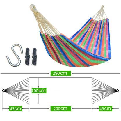 Outdoor Double Thickened Canvas Hammock Indoor Swing with Detachable Curved Rod, Size:200x100cm(Red White Stripe) by bashfashion