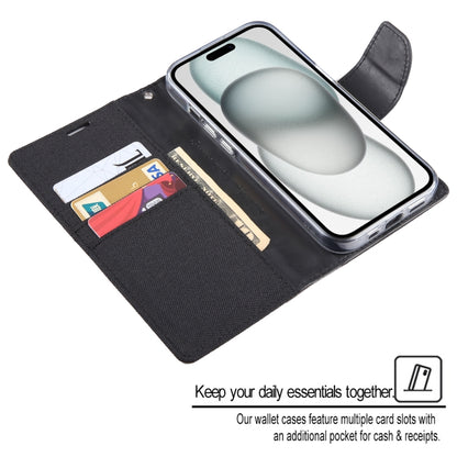 For iPhone 15 Pro GOOSPERY CANVAS DIARY Fabric Texture Flip Leather Phone Case(Blue) by GOOSPERY