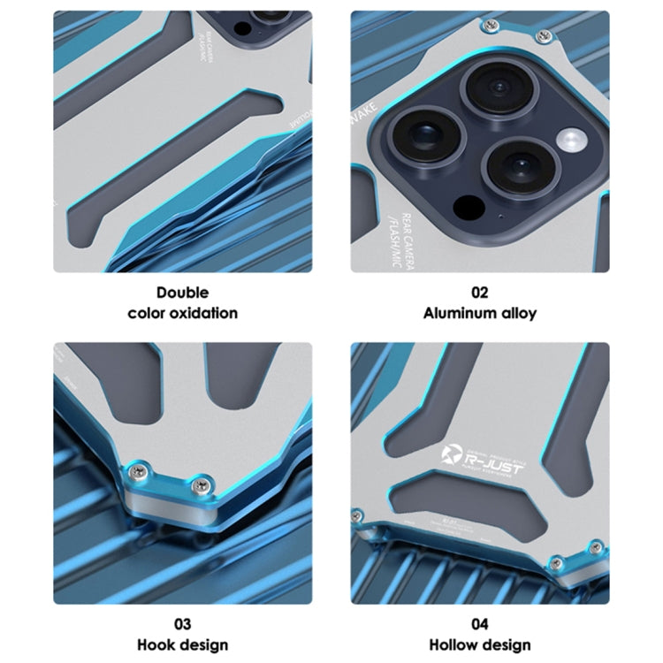 For iPhone 15 Pro Max R-JUST RJ17 Shockproof Armor Metal Phone Case(Black) by R-JUST