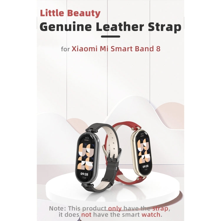 For Xiaomi Smart Band 10 / 9 / 8 Mijobs First Layer Cowhide Watch Band(Black) by MIJOBS