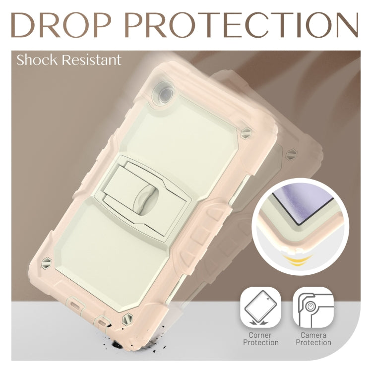 For Samsung Galaxy Tab A11 / A9 Silicone Hydric PC Tablet Case with Shoulder Strap & Holder(Rose Gold) by bashfashion