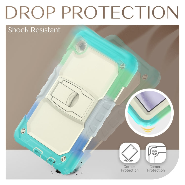 For Samsung Galaxy Tab A11 / A9 Silicone Hydric PC Tablet Case with Shoulder Strap & Holder(Colorful Light Blue) by bashfashion