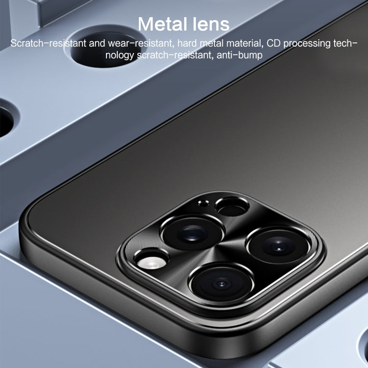 For iPhone 15 R-JUST RJ-61 Electroplating Frosted TPU + PC Phone Case with Holder(Blue) by R-JUST