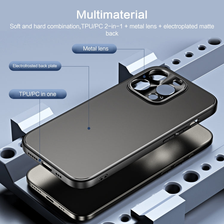 For iPhone 15 Pro R-JUST RJ-61 Electroplating Frosted TPU + PC Phone Case with Holder(Blue) by R-JUST