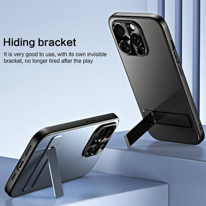 For iPhone 15 Pro R-JUST RJ-61 Electroplating Frosted TPU + PC Phone Case with Holder(Blue) by R-JUST