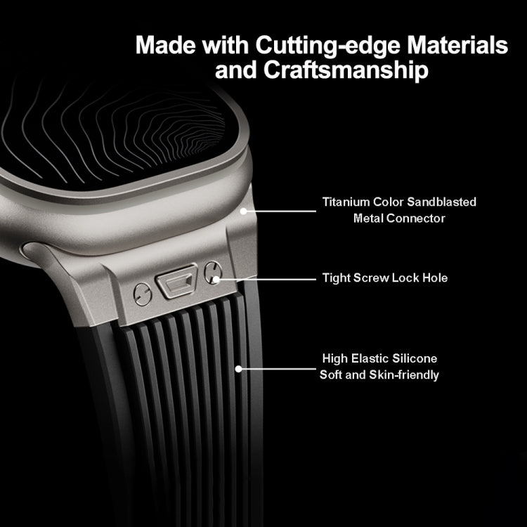 For Apple Watch Ultra 49mm Vertical Texture Titanium Buckle Elastic Silicone Watch Band(Starlight) by bashfashion