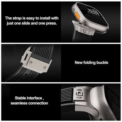 For Apple Watch Ultra 49mm Vertical Texture Titanium Buckle Elastic Silicone Watch Band(Grey) by bashfashion