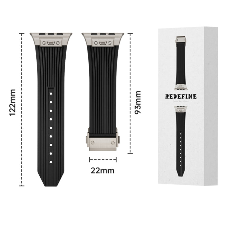 For Apple Watch Ultra 49mm Vertical Texture Titanium Buckle Elastic Silicone Watch Band(Starlight) by bashfashion