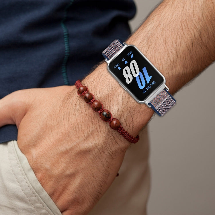 For Samsung Galaxy Fit 3 Nylon Loop Hook and Loop Fastener Watch Band(Midnight Blue) by bashfashion