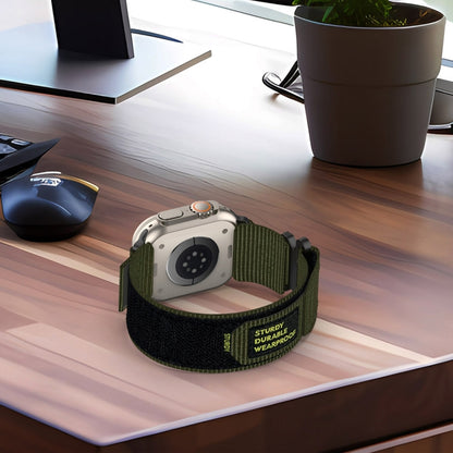 For Apple Watch Series 9 45mm Nylon Hook And Loop Fastener Watch Band(Black) by bashfashion