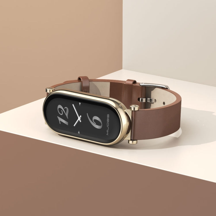 For Xiaomi Smart Band 10 / 9 / 8 Mijobs GT4 First Layer Cowhide Watch Band(Black) by MIJOBS