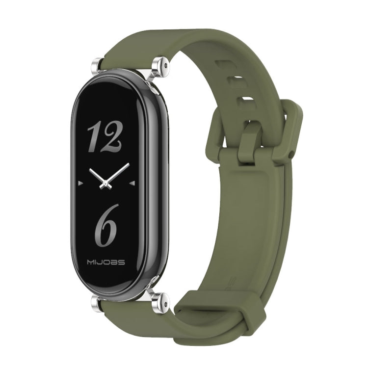 For Xiaomi Smart Band 10 / 9 / 8 Mijobs GT4 Silicone Breathable Watch Band(Army Green Silver) by MIJOBS