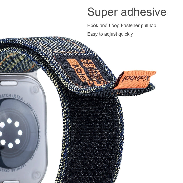 For Apple Watch Series 9 45mm Cowboy Nylon Hook and Loop Fastener Watch Band(Apricot) by bashfashion