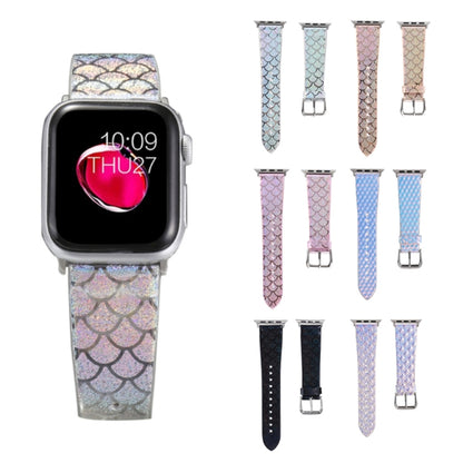For Apple Watch 5 & 4 40mm / 3 & 2 & 1 38mm Discolor Glitter Fish Scale Texture Watch Band(Rhombic) by bashfashion