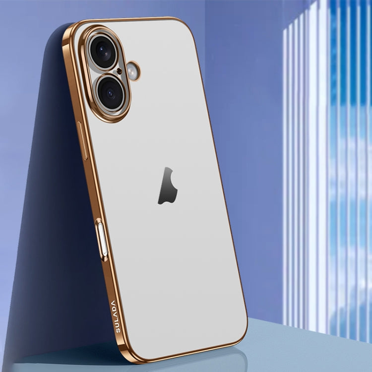 For iPhone 16 Plus SULADA Natural Color Series Electroplating Frosted TPU Phone Case(Gold) by SULADA