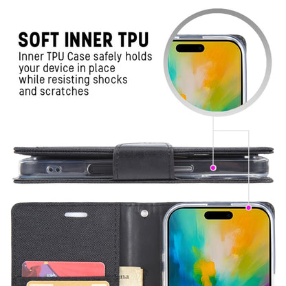 For iPhone 16 Pro GOOSPERY CANVAS DIARY Fabric Texture Flip Leather Phone Case(Blue) by GOOSPERY