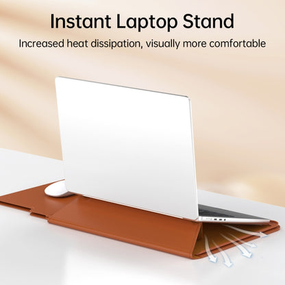 Multifunctional Laptop PU Magnetic Stand Split Liner Bag with Mouse Pad Function, Size:15 inch(Brown) by bashfashion