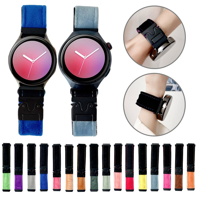 For Samsung Galaxy Watch 7 / 6 / 5 Snap Button Brushed Plush Watch Band(Black Red) by bashfashion