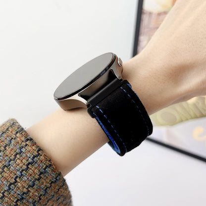 For Samsung Galaxy Watch 7 / 6 / 5 Snap Button Brushed Plush Watch Band(Black Red) by bashfashion