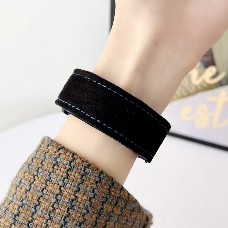 For Samsung Galaxy Watch 7 / 6 / 5 Snap Button Brushed Plush Watch Band(Black Red) by bashfashion