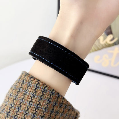 For Samsung Galaxy Watch 7 / 6 / 5 Snap Button Brushed Plush Watch Band(Black Army Green) by bashfashion