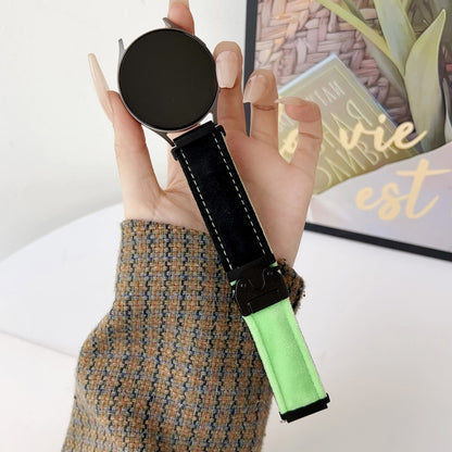 For Samsung Galaxy Watch 7 / 6 / 5 Snap Button Brushed Plush Watch Band(Black Army Green) by bashfashion