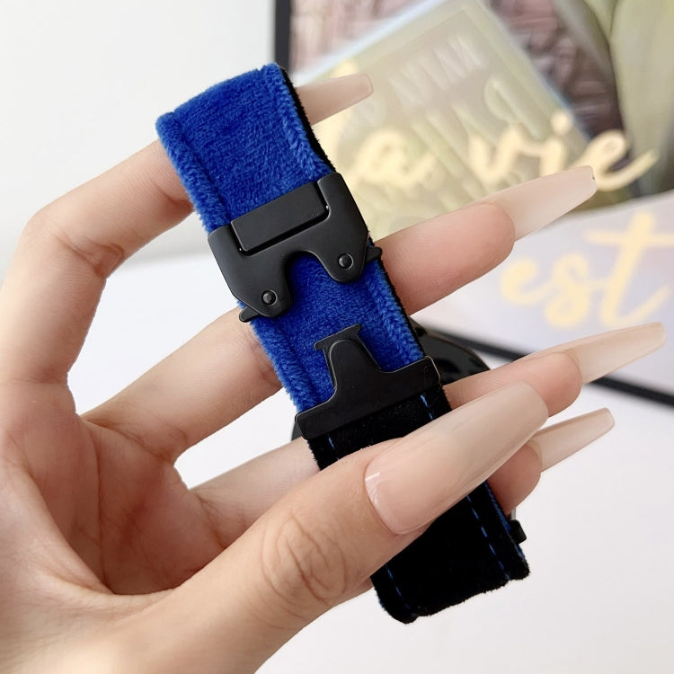 For Samsung Galaxy Watch 7 / 6 / 5 Snap Button Brushed Plush Watch Band(Black Red) by bashfashion