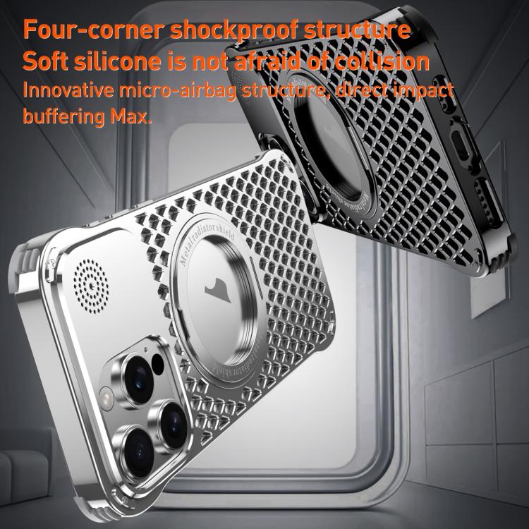 For iPhone 15 R-JUST RJ-64 Aromatherapy Heat Dissipation MagSafe Phone Case with Stand(Grey) by R-JUST