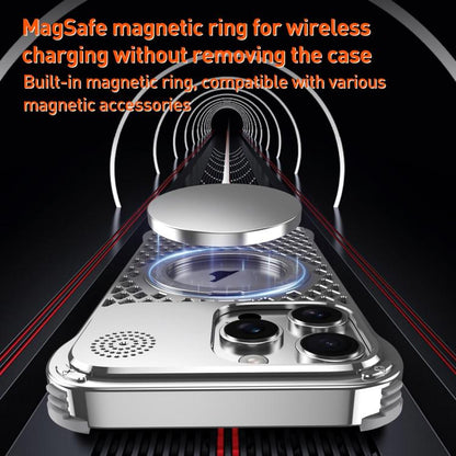 For iPhone 15 Pro R-JUST RJ-64 Aromatherapy Heat Dissipation MagSafe Phone Case with Stand(Silver) by R-JUST