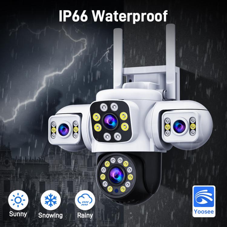 2MP HD 360 Degree Panorama 3 Lens IP66 Waterproof Wireless WiFi Camera, Memory:15 Days Memory Card(US Plug) by bashfashion