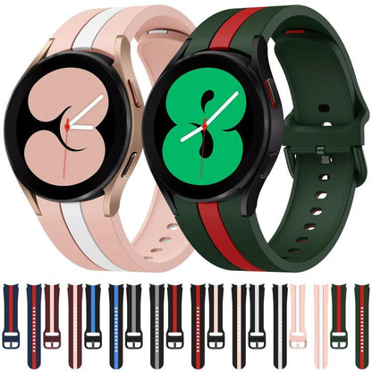 For Samsung Galaxy Watch7 / 6 / 5 Kalebol Three Vertical Stripes Same Color Buckle Silicone Strap(Green Red) by Kalebol
