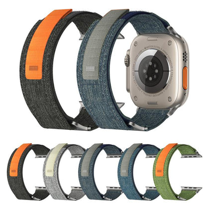 For Apple Watch 46mm / 49mm / 45mm / 44mm Kalebol Canvas Pattern Nylon Loop Strap(Army Green) by Kalebol