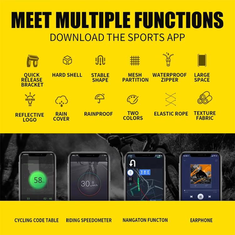 WILD MAN GX330 Mountain Bicycle Mobile Phone Holder EVA Hard Shell Handlebar Bag(Army Green) by WILD MAN