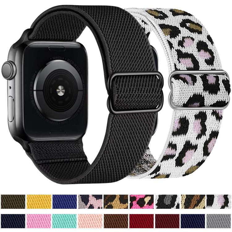 For Apple Watch 38 / 40 / 41 / S10 42mm xDfind Adjustable Slide Buckle Elastic Nylon Watch Band(Rose Red Leopard) by xDfind