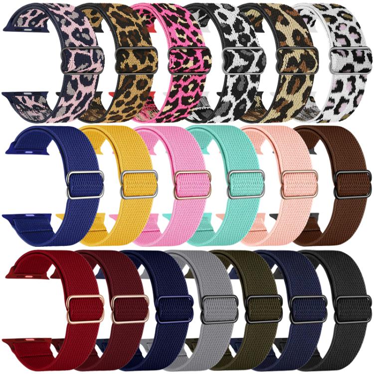 For Apple Watch 38 / 40 / 41 / S10 42mm xDfind Adjustable Slide Buckle Elastic Nylon Watch Band(Rose Red Leopard) by xDfind